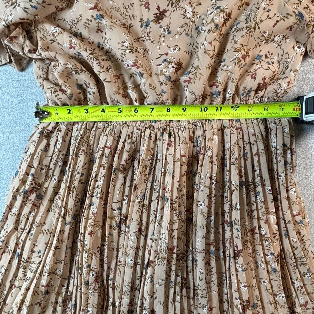 Cottagecore Prairie Boho Floral Pleated Dress Romantic Fairycore Size L - Picture 9 of 10